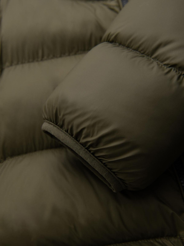 Ombre Clothing Tmavozelená pánska prešívaná zimná bunda Ombre Oblečenie