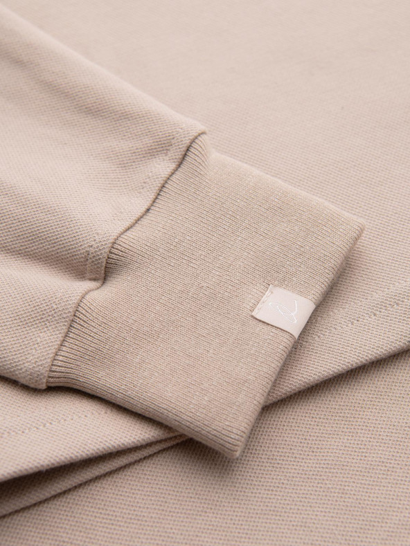 Ombre Clothing Béžová pánska mikina so základným golierom Ombre Oblečenie