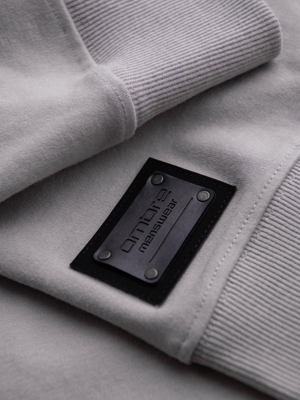 Ombre Clothing Svetlošedá Pánska mikina s golierom Ombre Oblečenie