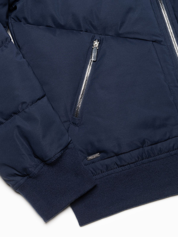 Ombre Clothing Tmavomodrá pánska prešívaná bombera Ombre Oblečenie