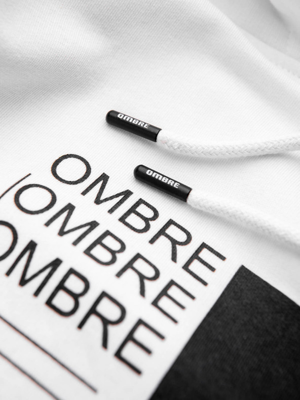 Ombre Clothing Biela pánska mikina s potlačou Ombre Clothing