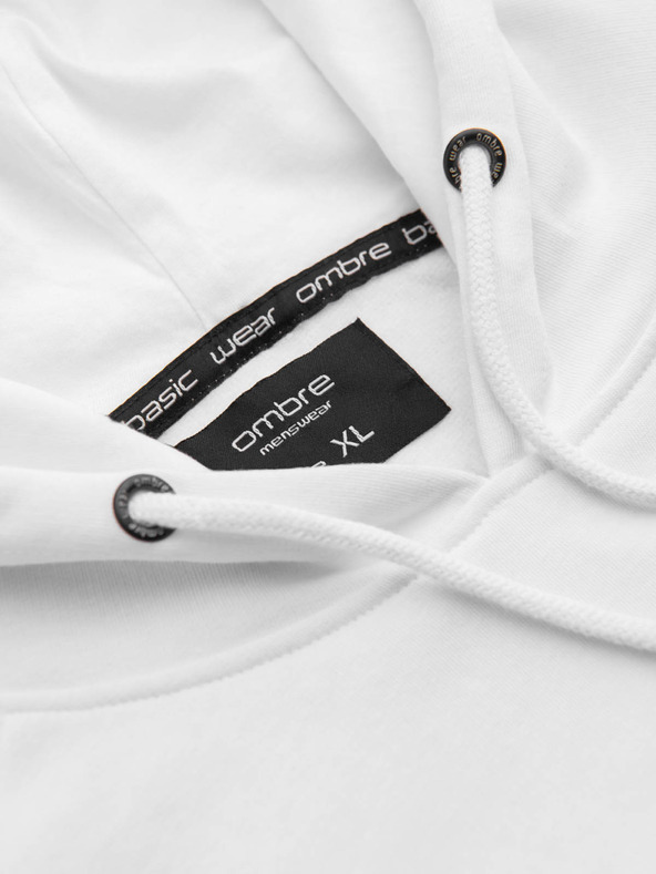 Ombre Clothing Biela pánska mikina s potlačou Ombre Clothing