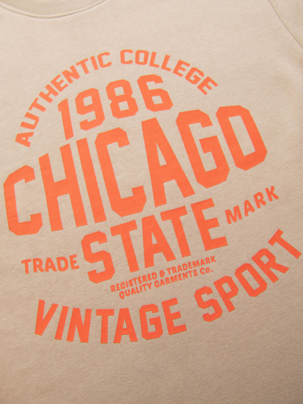 Ombre Clothing Béžová pánska mikina s potlačou Ombre Oblečenie