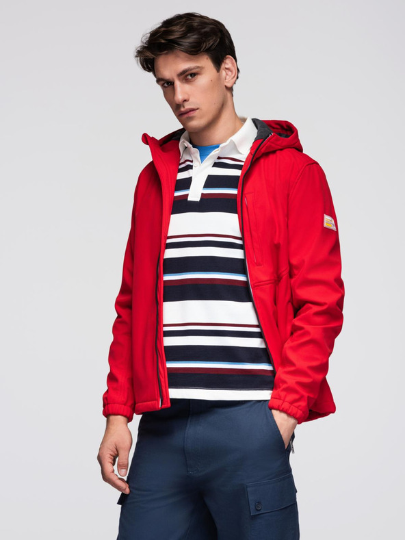 Ombre Clothing Červená pánska softshellová bunda Ombre Clothing