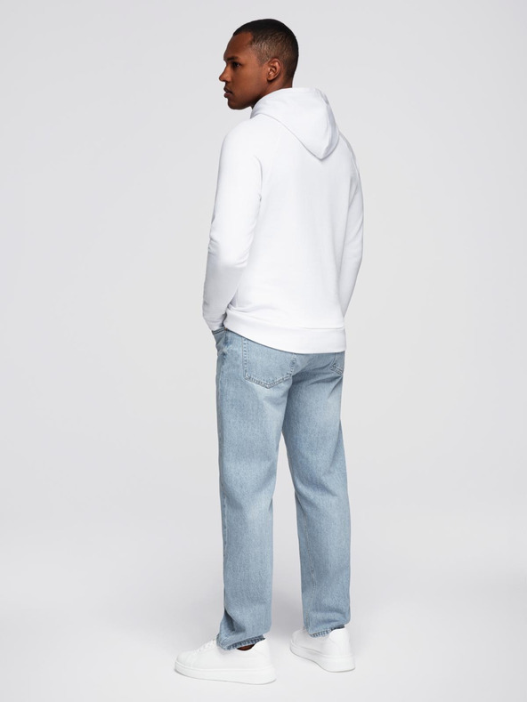 Ombre Clothing Červeno-biela pánska mikina s kapucňou a potlačou Ombre Clothing