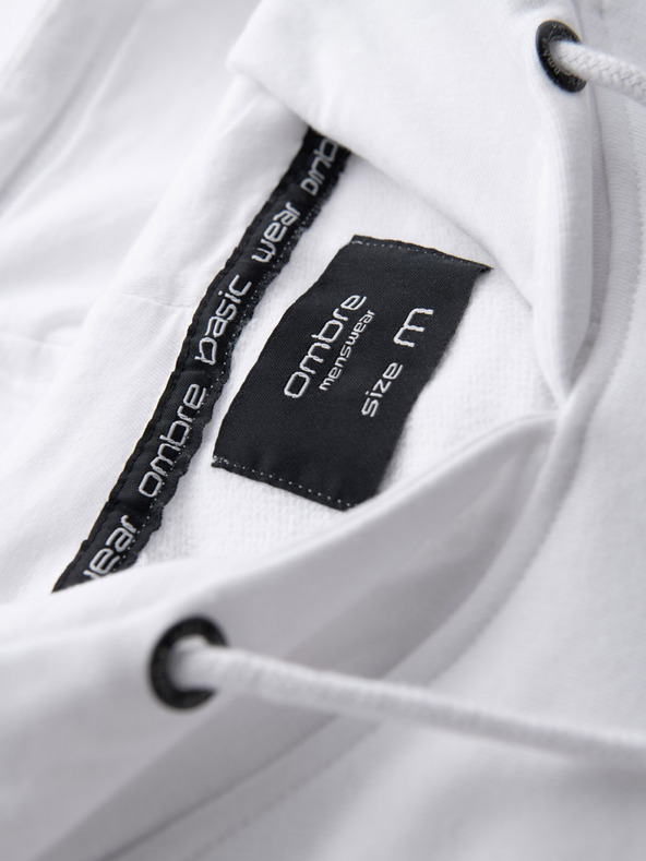 Ombre Clothing Červeno-biela pánska mikina s kapucňou a potlačou Ombre Clothing