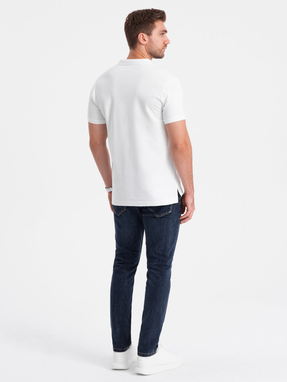 Ombre Clothing Biela pánska základná polokošeľa Ombre Clothing