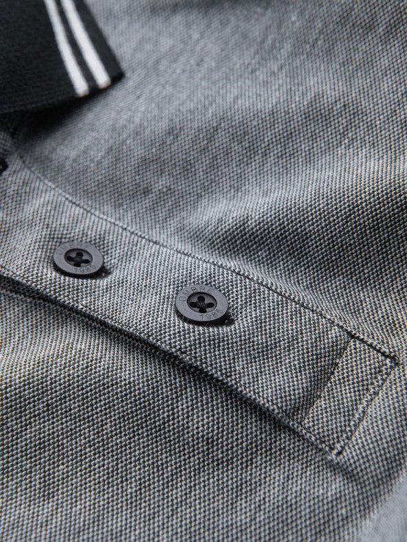 Ombre Clothing Čierne pánske pruhované polo tričko Ombre Clothing