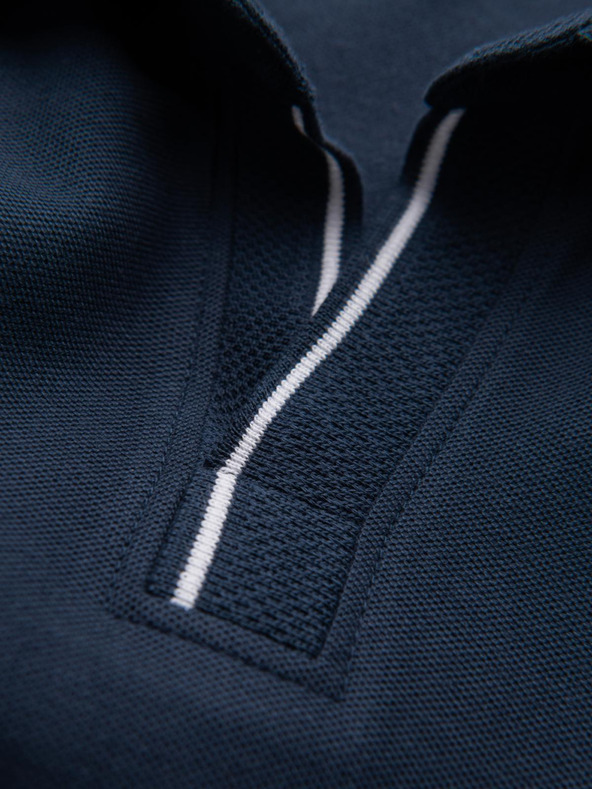 Ombre Clothing Tmavomodré pánske polo tričko bez gombíkov Ombre Clothing