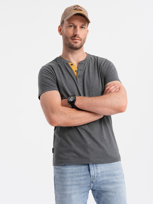 Ombre Clothing Šedé pánske tričko s okrúhlym výstrihom Ombre Clothing