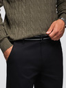 Ombre Clothing Čierne pánske chino nohavice s ozdobným opaskom Ombre Clothing