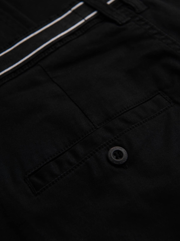 Ombre Clothing Čierne pánske chino nohavice s ozdobným opaskom Ombre Clothing