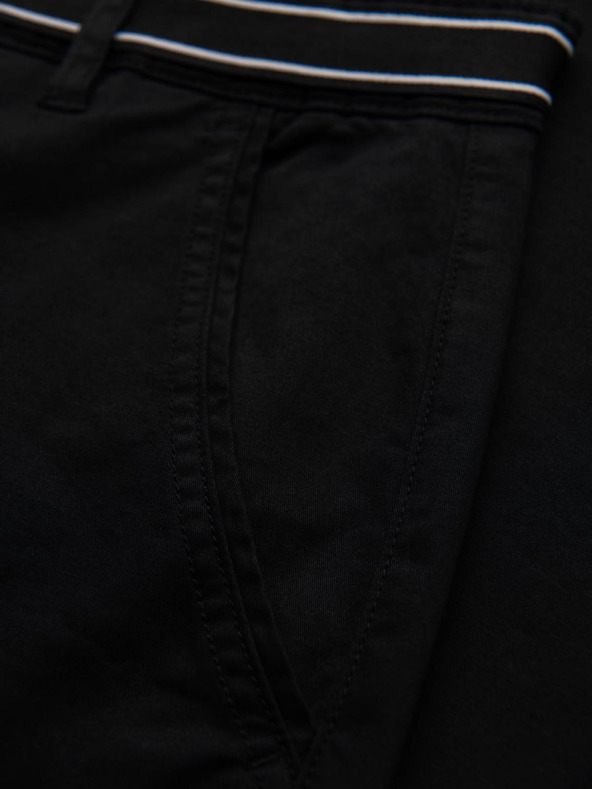 Ombre Clothing Čierne pánske chino nohavice s ozdobným opaskom Ombre Clothing