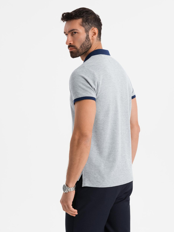 Ombre Clothing Šedé pánske polo tričko Ombre Clothing