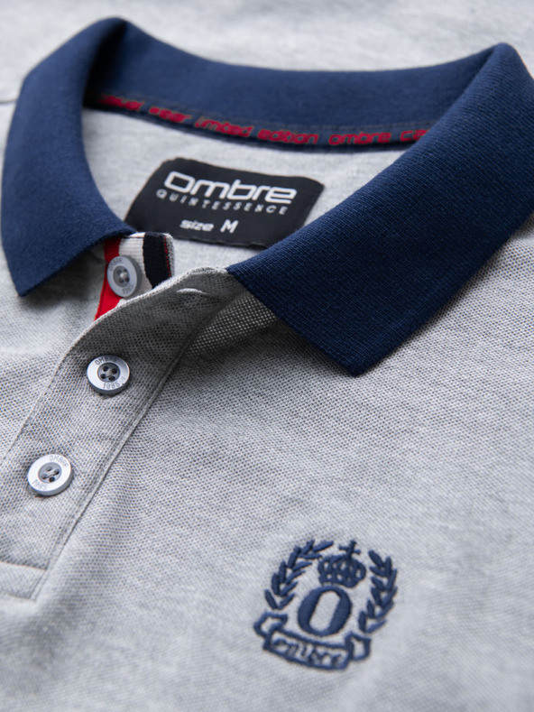 Ombre Clothing Šedé pánske polo tričko Ombre Clothing