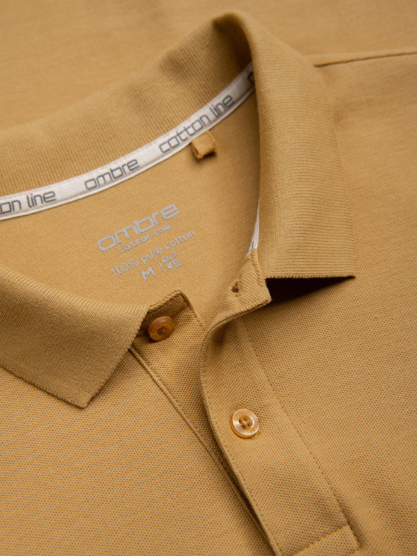 Ombre Clothing Horčicová pánska základná polokošeľa Ombre Clothing