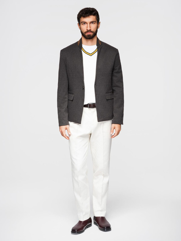 Ombre Clothing Ombre Clothing pánska hnedá bunda so stojačikom