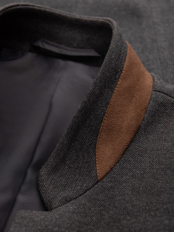 Ombre Clothing Ombre Clothing pánska hnedá bunda so stojačikom