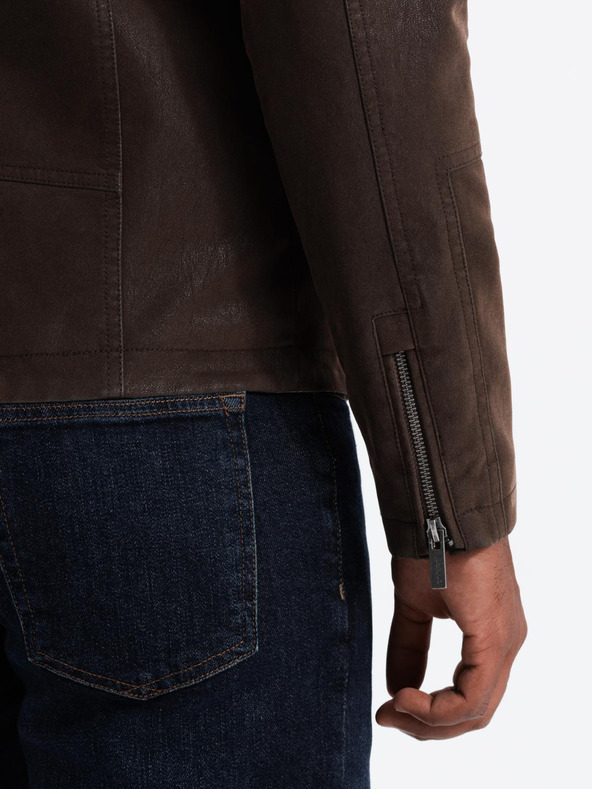 Ombre Clothing Pánska retro motorkárska bunda so stojačikom Ombre Clothing V1 OM-JAFL-0197