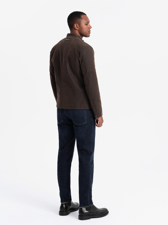 Ombre Clothing Pánska retro motorkárska bunda so stojačikom Ombre Clothing V1 OM-JAFL-0197