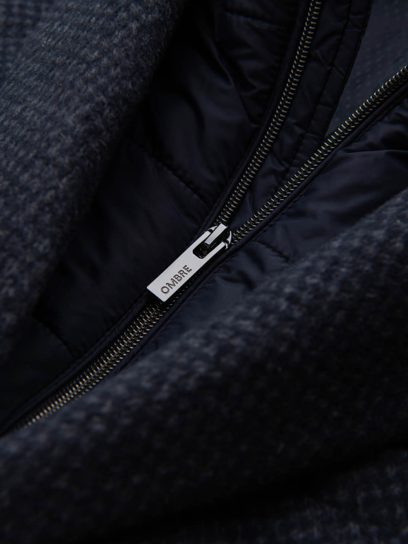 Ombre Clothing Pánsky vlnený kabát bez gombíkov Ombre Clothing V1 OM-COWC-0121