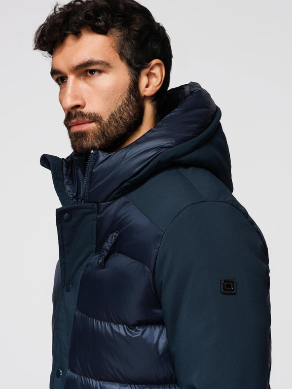 Ombre Clothing Pánska prešívaná dlhá bunda s veľkými vreckami Ombre Oblečenie