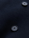 Ombre Clothing Pánsky asymetrický zapínaný kabát s vysokým golierom tmavomodrý Ombre Oblečenie