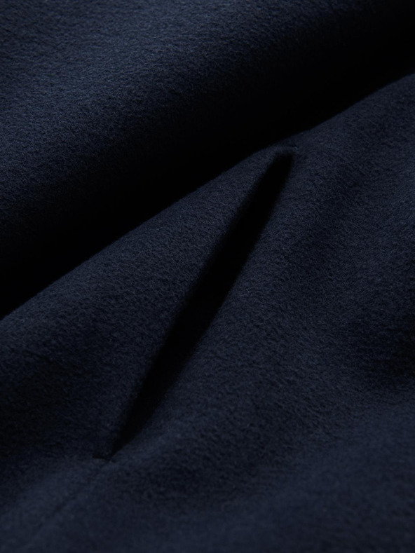 Ombre Clothing Pánsky asymetrický zapínaný kabát s vysokým golierom tmavomodrý Ombre Oblečenie