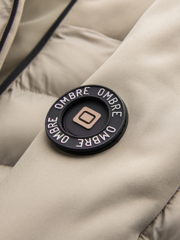 Ombre Clothing Pánska prešívaná bunda s vysokým golierom béžová Ombre Clothing