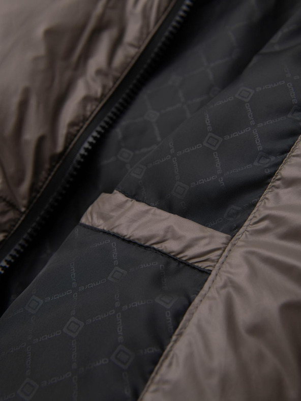 Ombre Clothing Pánska teplá bunda s rebrovanými lemami Ombre Clothing