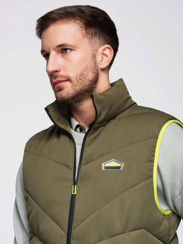 Ombre Clothing Pánska prešívaná vesta s neónovými akcentmi Ombre Oblečenie