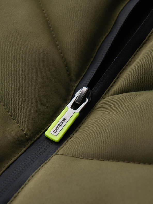 Ombre Clothing Pánska prešívaná vesta s neónovými akcentmi Ombre Oblečenie