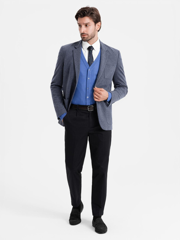 Ombre Clothing Pánska štruktúrovaná pletená priliehavá bunda Ombre Oblečenie