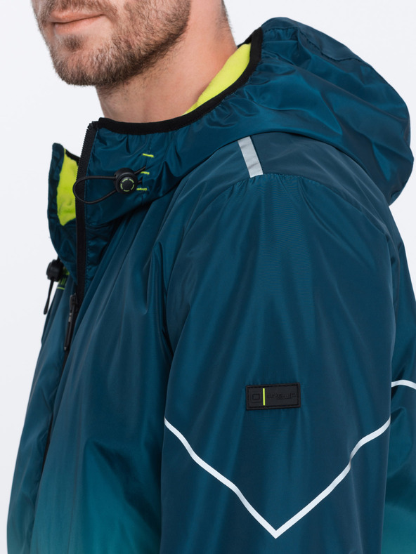 Ombre Clothing Zelená a petrolejová pánska športová bunda Ombre Clothing