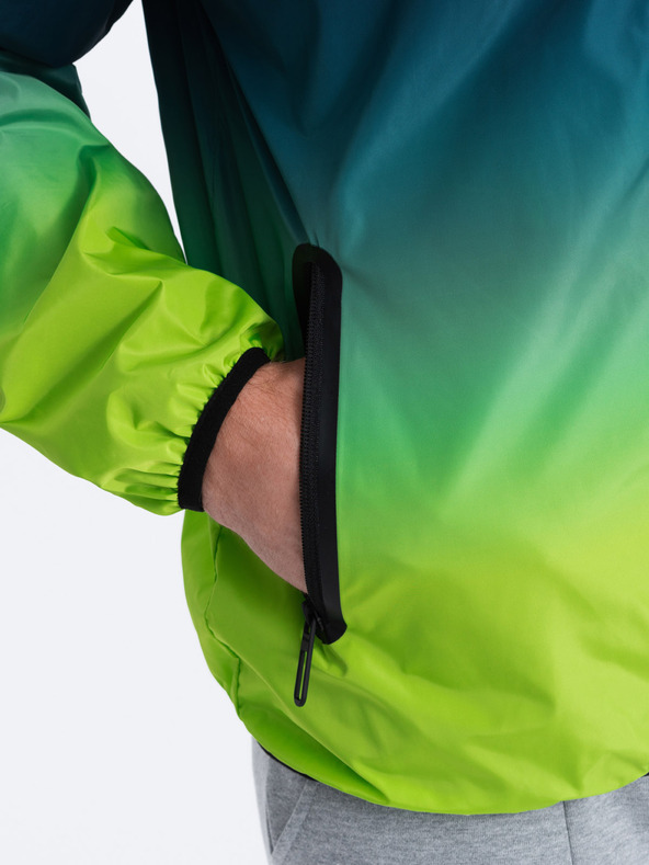 Ombre Clothing Zelená a petrolejová pánska športová bunda Ombre Clothing
