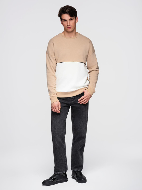 Ombre Clothing Bielo-béžová pánska mikina Ombre Clothing