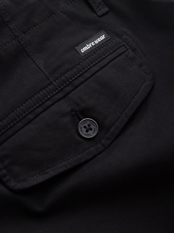 Ombre Clothing Čierne pánske cargo šortky Ombre Oblečenie