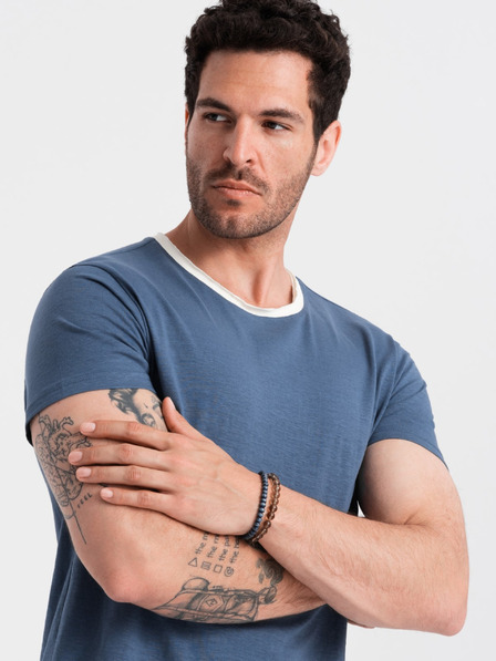 Ombre Clothing Tmavomodré pánske tričko Ombre Clothing