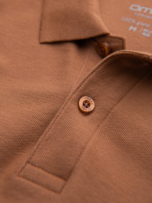 Ombre Clothing Hnedé pánske základné polo tričko Ombre Clothing