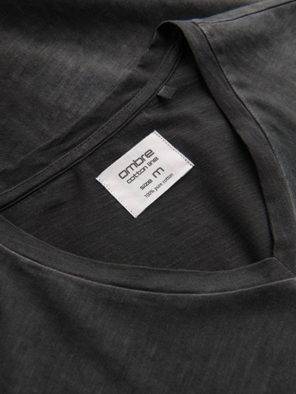 Ombre Clothing Čierne pánske pruhované tričko Ombre Clothing