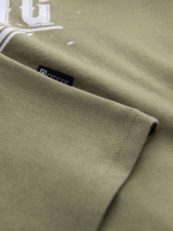 Ombre Clothing Zelené pánske tričko s potlačou Ombre Clothing