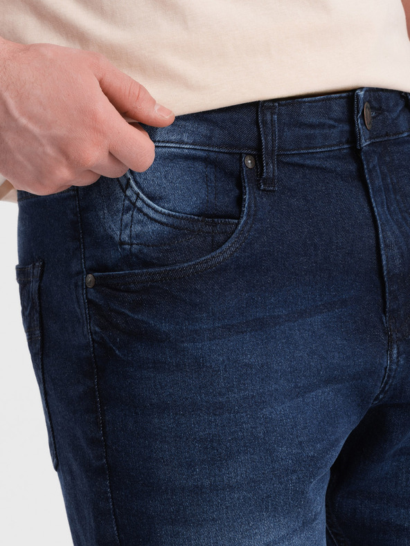 Ombre Clothing Tmavomodré pánske džínsové šortky Ombre Clothing