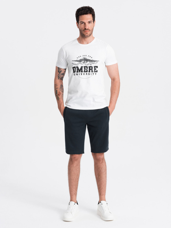 Ombre Clothing Čierne pánske základné teplákové šortky Ombre Clothing