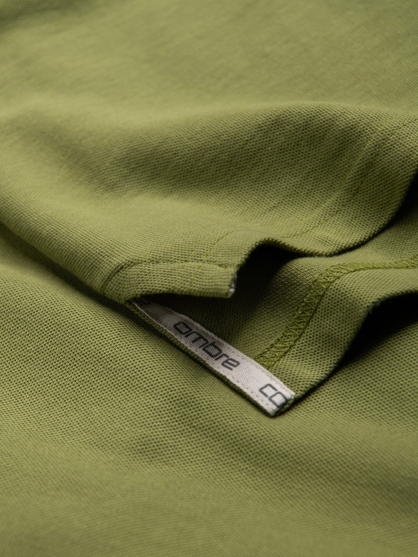 Ombre Clothing Zelené pánske pletené polo tričko Ombre Clothing