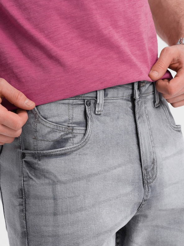 Ombre Clothing Šedé pánske džínsové šortky Ombre Oblečenie