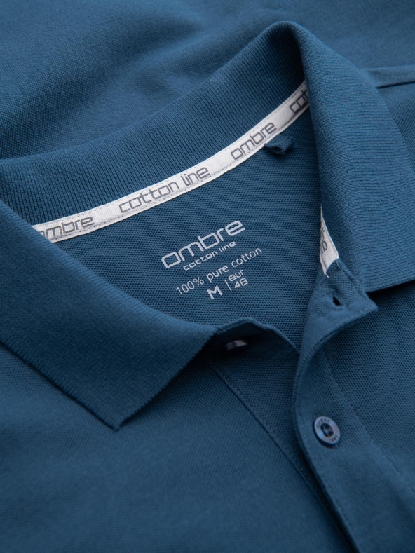 Ombre Clothing Modré pánske základné polo tričko Ombre Clothing