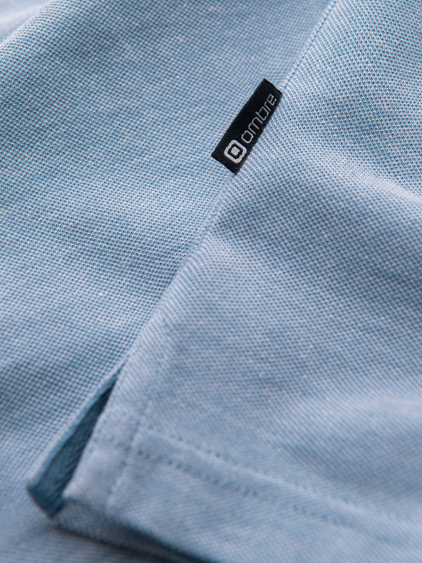 Ombre Clothing Svetlomodré pánske pruhované polo tričko Ombre Clothing