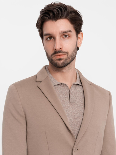 Ombre Clothing Béžové pánske sako s vreckami Ombre Clothing