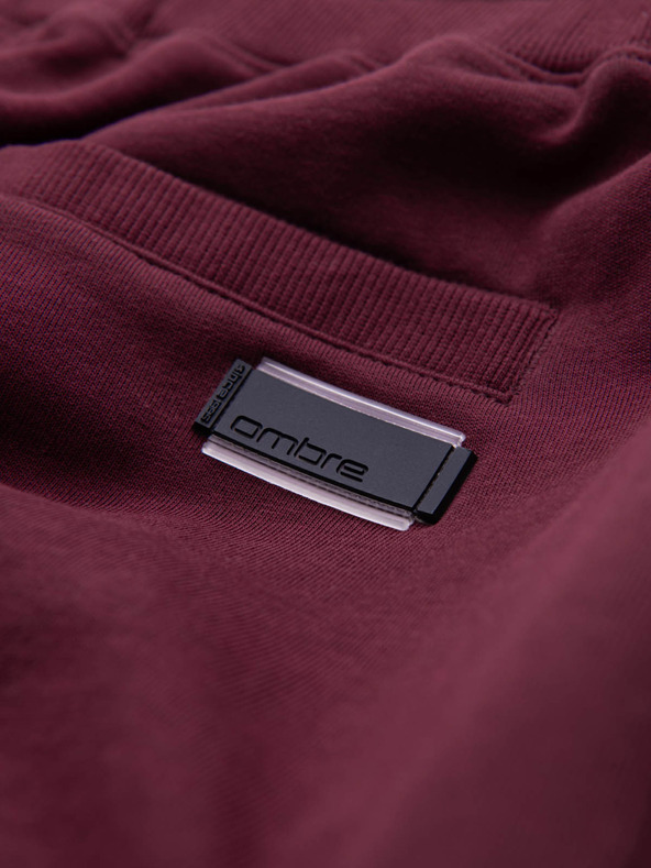 Ombre Clothing Vínové pánske základné teplákové šortky Ombre Oblečenie