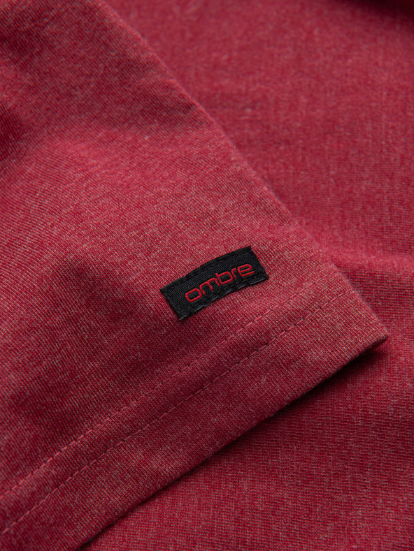 Ombre Clothing Červené pánske tričko s okrúhlym výstrihom Ombre Oblečenie